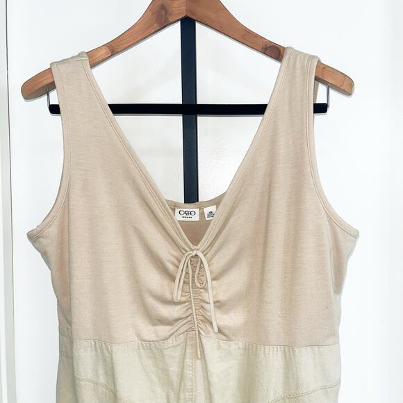 Cato Woman Linen Blend Midi Fishtail Tank Dress - Tan Beige Brown, Size 16W - Picture 3 of 7
